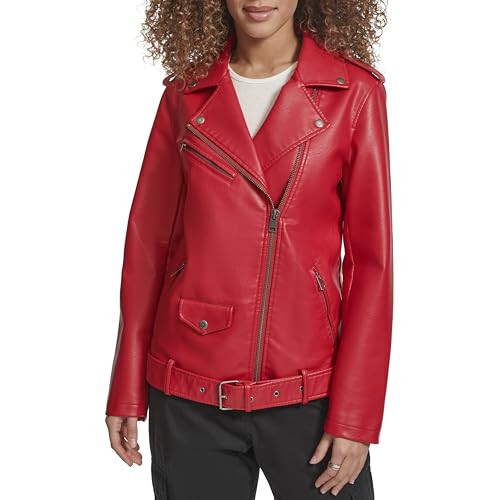 Levi's Women's Oversized Faux Leather Belted Motorcycle Jacket (Standard & Plus Sizes) - 2