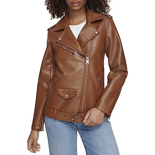 Levi's Women's Oversized Faux Leather Belted Motorcycle Jacket (Standard & Plus Sizes) - 1