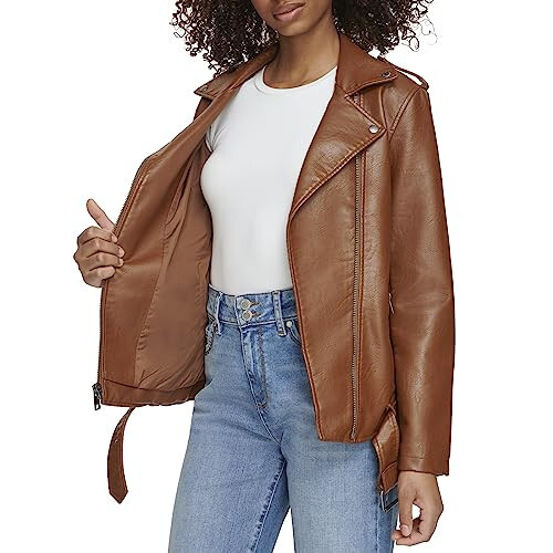 Levi's Women's Oversized Faux Leather Belted Motorcycle Jacket (Standard & Plus Sizes) - 5