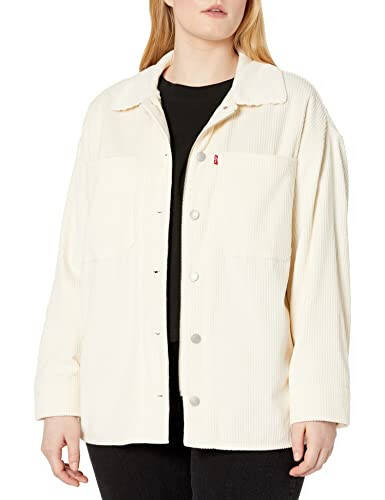 Levi's Women's Plus Size Cotton Corduroy Shirt Jacket, Buttercream, 4X - 1