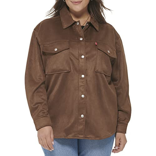 Levi's Women's Plus Size Soft Faux Suede Shirt Jacket - 1