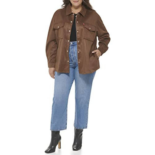 Levi's Women's Plus Size Soft Faux Suede Shirt Jacket - 3