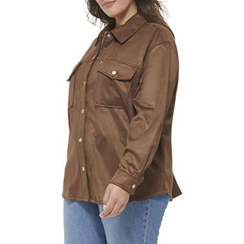 Levi's Women's Plus Size Soft Faux Suede Shirt Jacket - 5