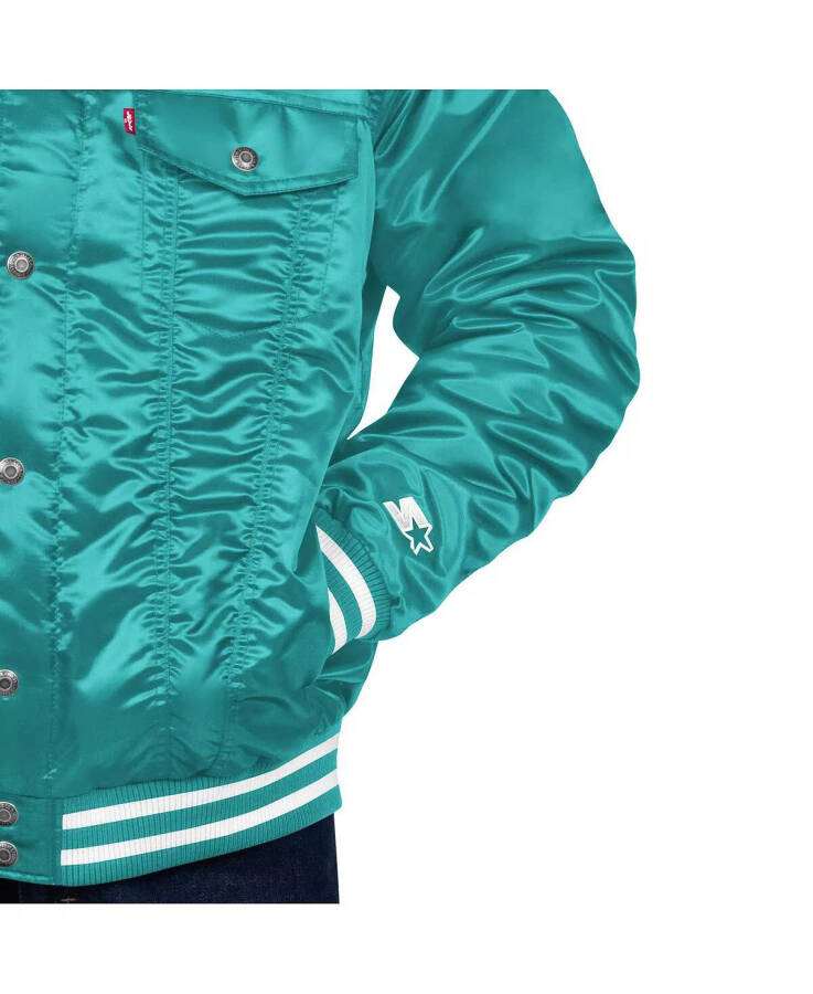 Levi's x Starter Men's Aqua Miami Dolphins Silver Tab Trucker Full-Snap Jacket Aqua - 2