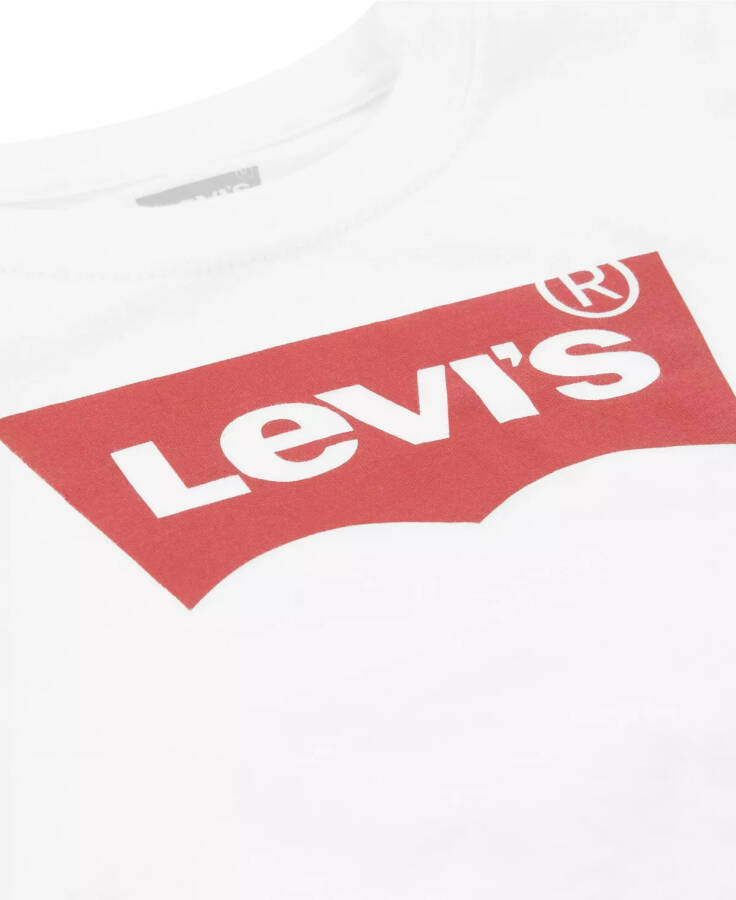 Levis® Bolalar uchun yarasalar shaklidagi logotipi bilan bosilgan paxta futbolkasi Oq - 5