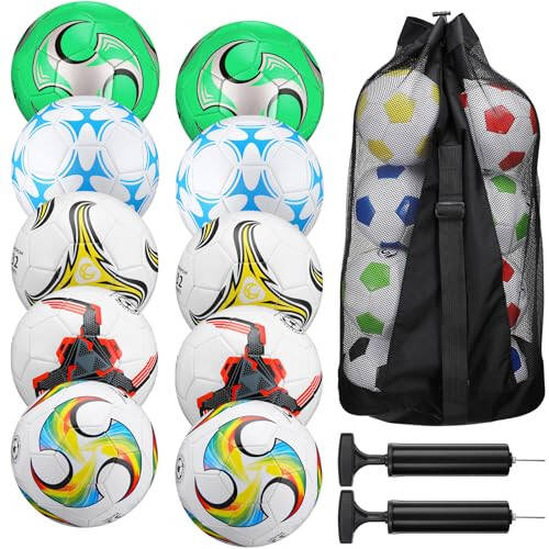 Libima 13 Pcs Soccer Ball Bulk 10 Pcs Size 5 Soccer Ball with 2 Pump Deflated and Carry Bag Youth Soccer Ball Operation Soccer Training Gift - 1