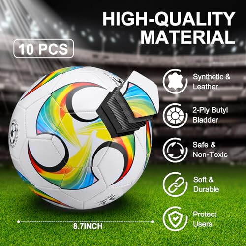 Libima 13 Pcs Soccer Ball Bulk 10 Pcs Size 5 Soccer Ball with 2 Pump Deflated and Carry Bag Youth Soccer Ball Operation Soccer Training Gift - 2