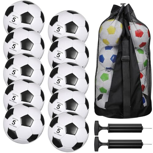 Libima 13 Pcs Soccer Ball Bulk 10 Pcs Size 5 Soccer Ball with 2 Pump Deflated and Carry Bag Youth Soccer Ball Operation Soccer Training Gift - 1