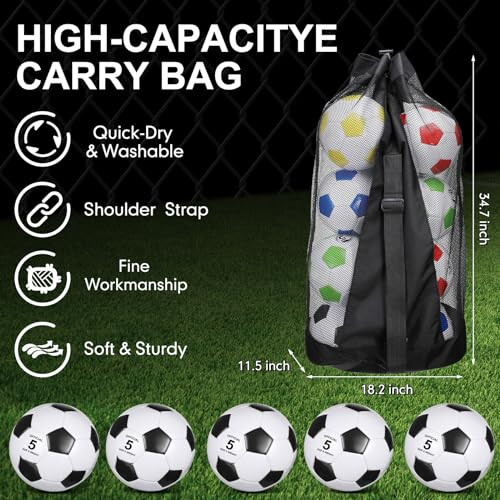 Libima 13 Pcs Soccer Ball Bulk 10 Pcs Size 5 Soccer Ball with 2 Pump Deflated and Carry Bag Youth Soccer Ball Operation Soccer Training Gift - 3