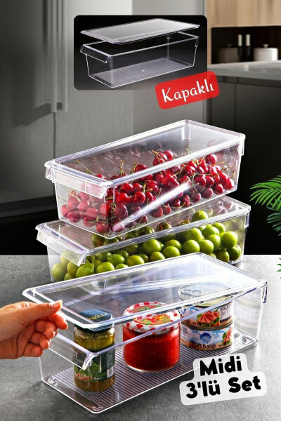 Lids Midi Tall Clear Refrigerator & Cabinet Organizer 3 Pieces - 1