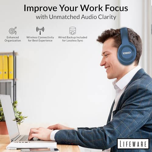 Lifeware TKO Wireless Headphones with Compact Folding Design - Over-Ear Headphones with High Bass, AUX Port, SD Card, Noise-Cancelling, 8Hrs Playtime (Dark Gray) - 6