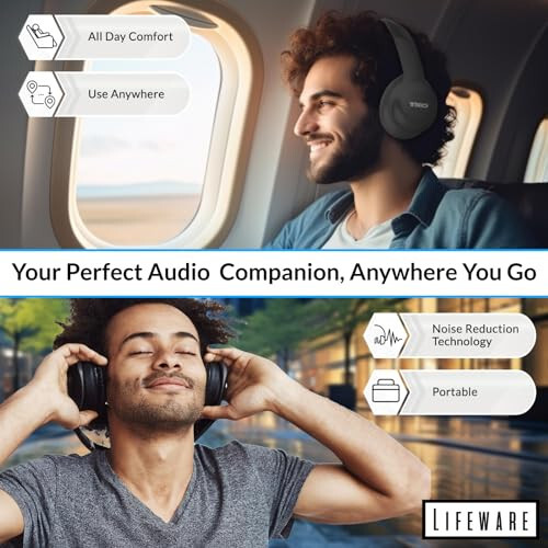 Lifeware TKO Wireless Headphones with Compact Folding Design - Over-Ear Headphones with High Bass, AUX Port, SD Card, Noise-Cancelling, 8Hrs Playtime (Dark Gray) - 7