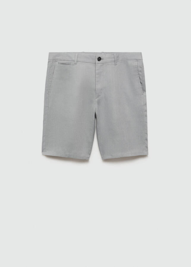 Light blue 100% linen bermuda shorts. - 1