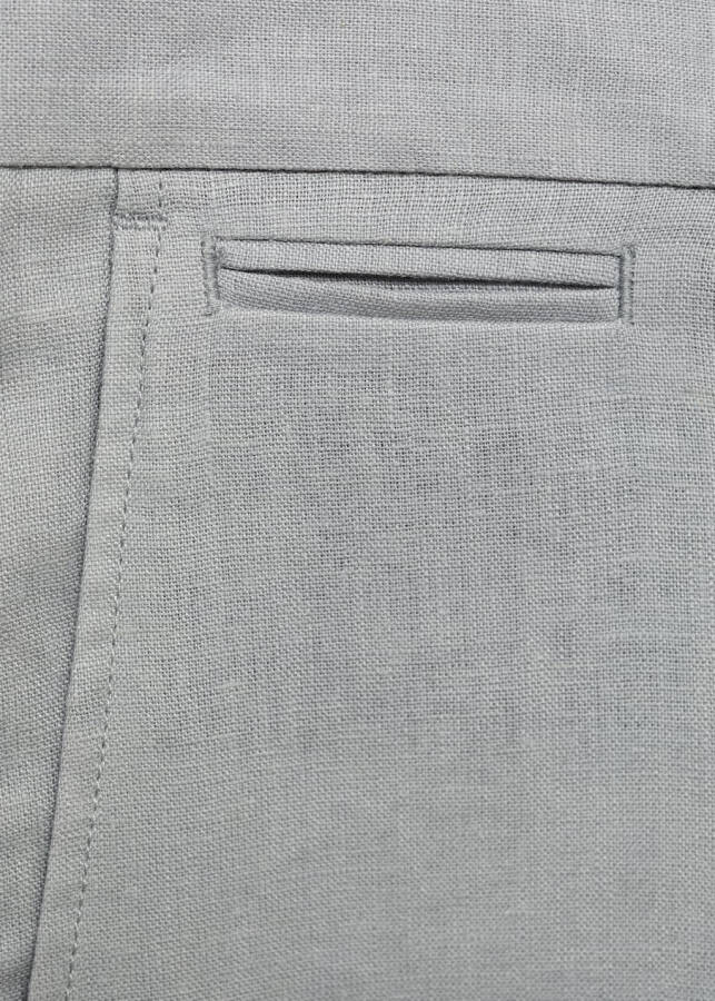 Light blue 100% linen bermuda shorts. - 7