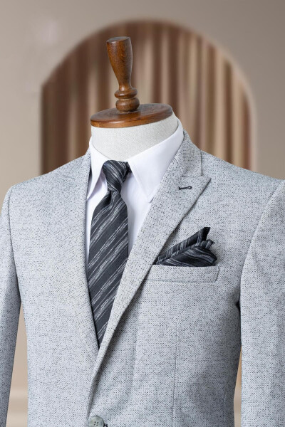 Light Grey Italian Style Slim Fit Classic Men's Blazer Jacket - 1