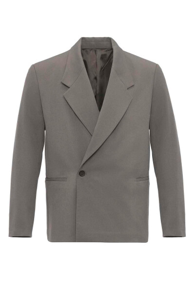 Light Khaki Double-Breasted Flap Pocket Men's Blazer Jacket - 24