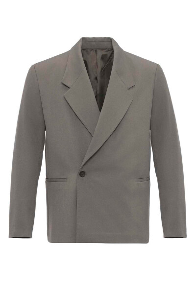 Light Khaki Double-Breasted Flap Pocket Men's Blazer Jacket - 8