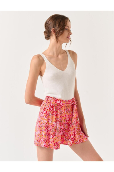 Light Pink High Waisted Floral Shorts - 1