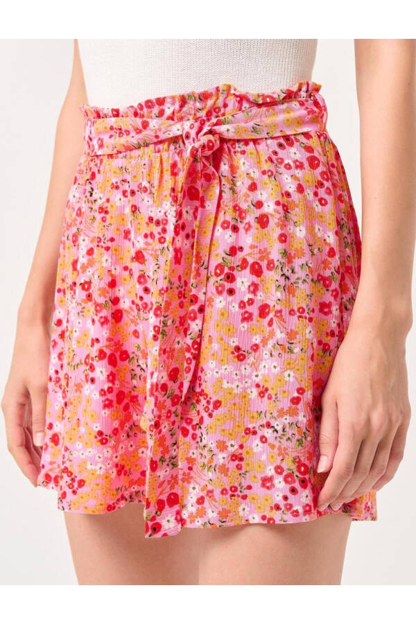 Light Pink High Waisted Floral Shorts - 2