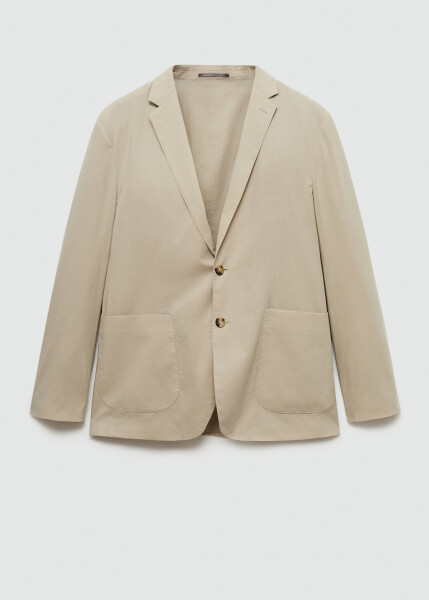 Lightweight cotton blazer jacket in beige. - 1