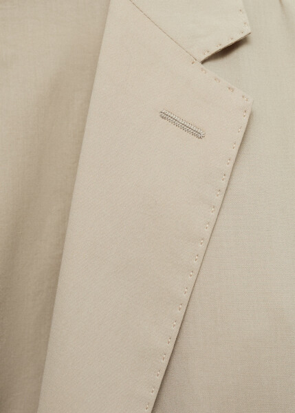 Lightweight cotton blazer jacket in beige. - 4