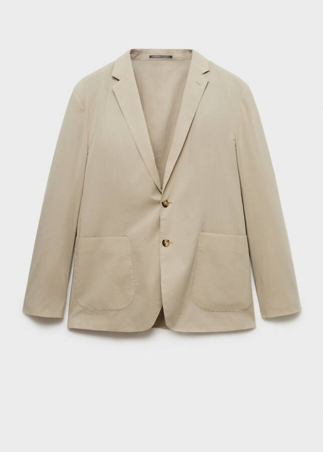 Lightweight cotton blazer jacket in beige. - 6