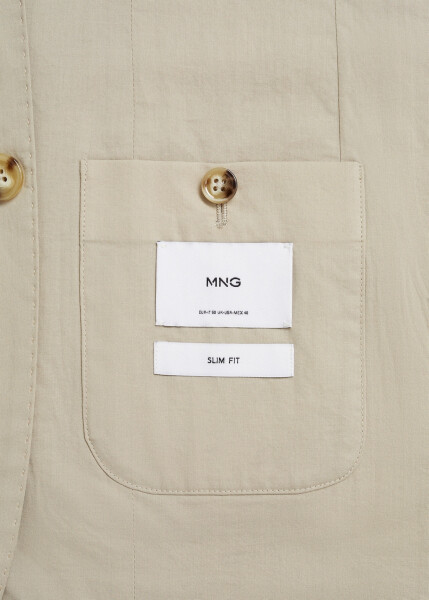 Lightweight cotton blazer jacket in beige. - 8