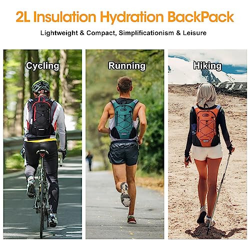 Lightweight Hydration Backpack, Running Backpack with 2L Water Bladder, Hydro Water Daypack for Cycling Hiking Rave for Men Women - 8