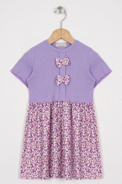 Lila Floral Print Dress for Girls with a Front Opening - 1