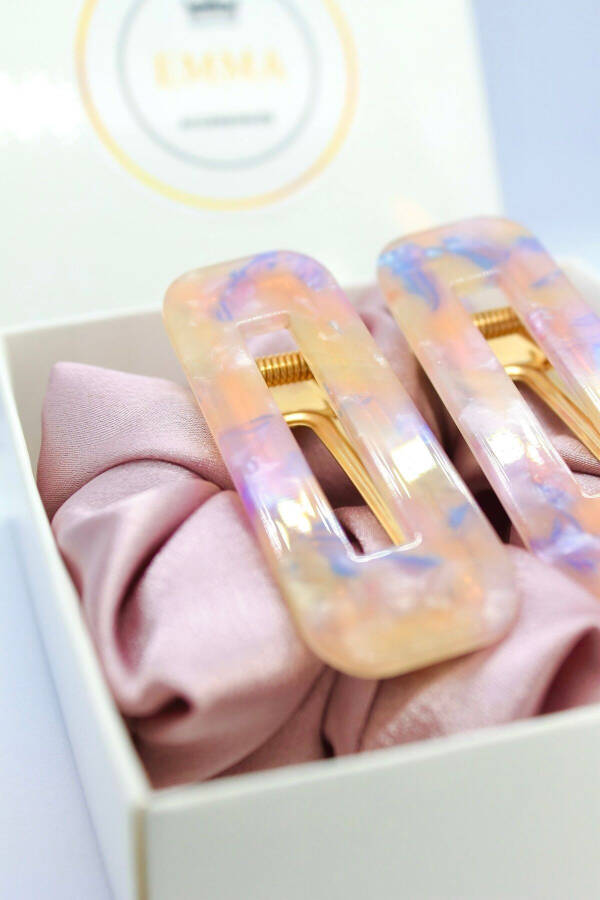 Lila Mother-of-Pearl 2-Piece Hair Clip Set -Premium Makeup and Skincare Clip-Gift Accessory - 8