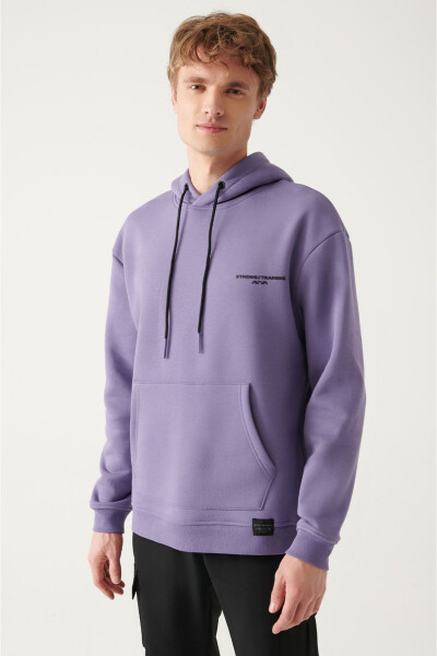 Lila Oversize Kapüşonlu Sweatshirt - 1