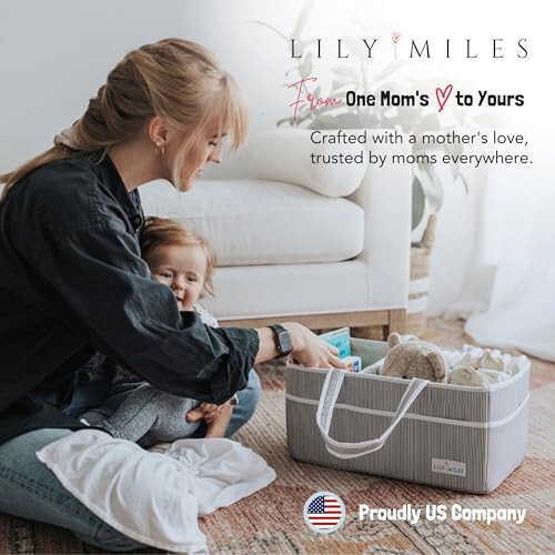 Lily Miles Bebek Bezi Sepeti - Bebek Gereçleri İçin Büyük Organizatör Çanta - Erkek veya Kız - Bebek Duşu Sepeti - Bebek Odası Gereklileri - Kayıt Favorileri - Yeni Doğan Sepeti Araba Seyahati - 7