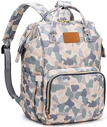 LIMHOO Diaper Bag Backpack for Men Dad, Waterproof Large Canvas Camo Nappy Bags, Baby Care Bag (Light Camo) - 1