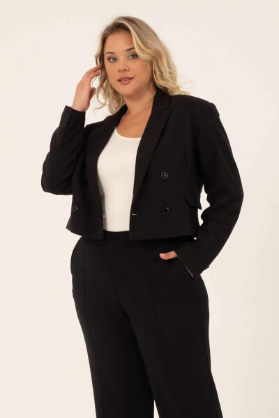 Lined Blazer Crop Jacket - 1