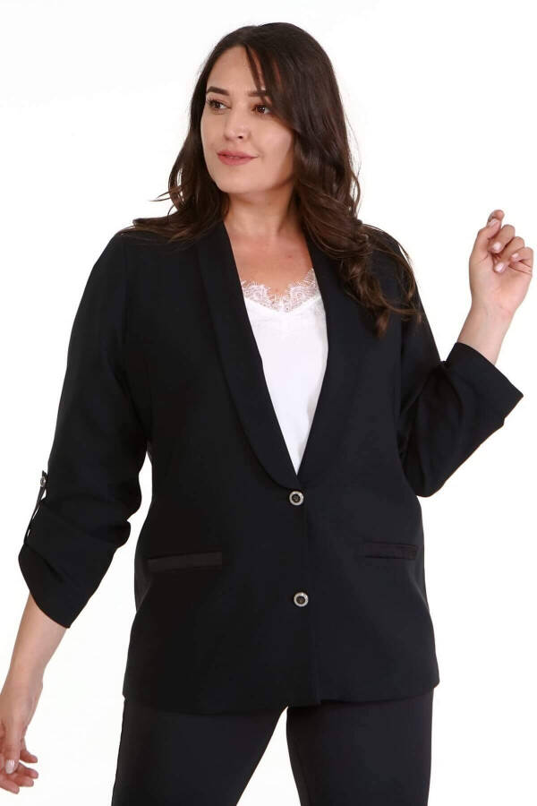 Lined Blazer Jacket with Epaulets - 2