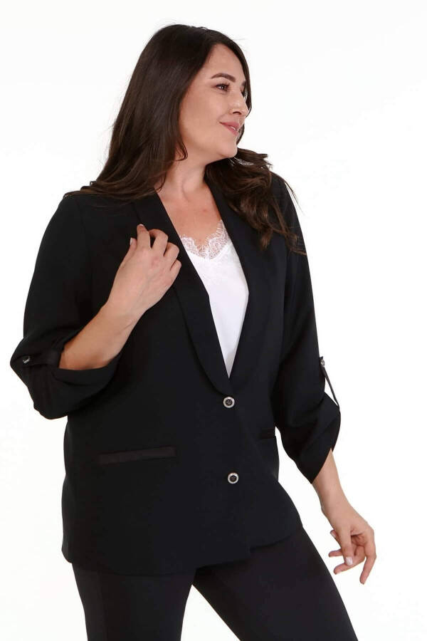 Lined Blazer Jacket with Epaulets - 3