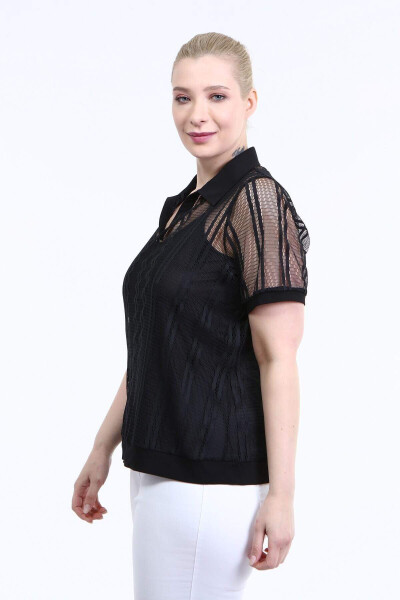 Lined Mesh Detail T-shirt - 3