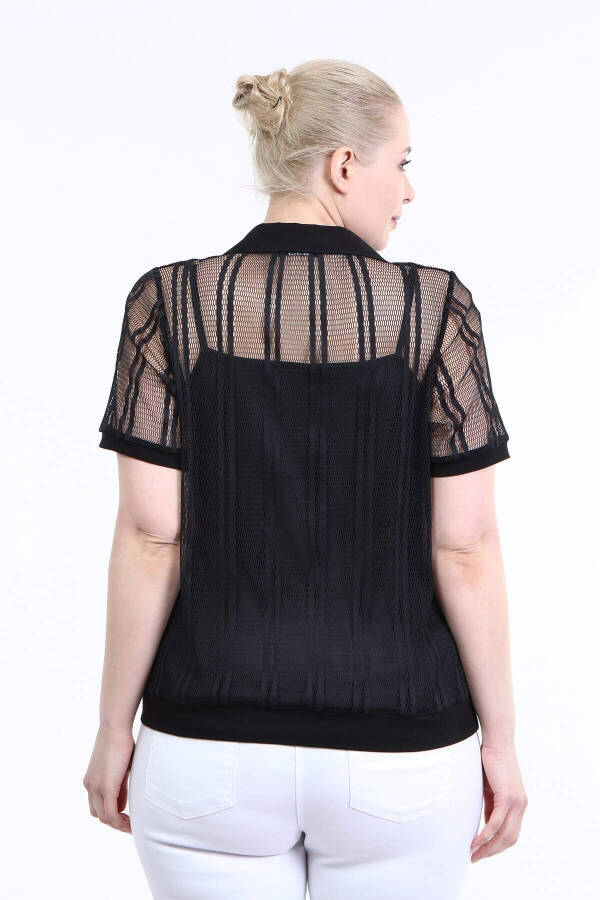 Lined Mesh Detail T-shirt - 6