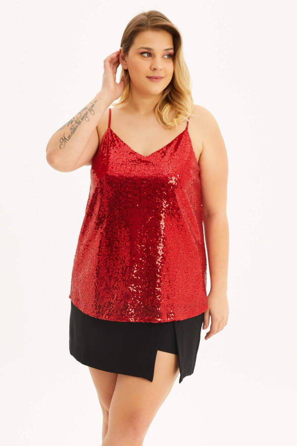 Lined Strapless Sequin Blouse - 4