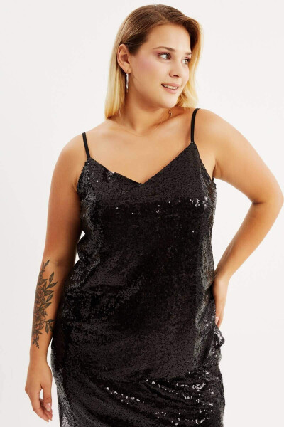 Lined Strappy Sequined Blouse - 1