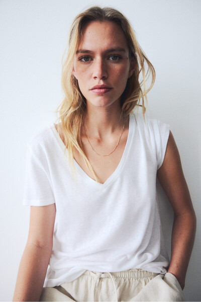 Linen blend T-shirt - 1