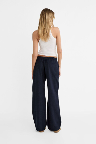 Linen blend wide leg pants - 3