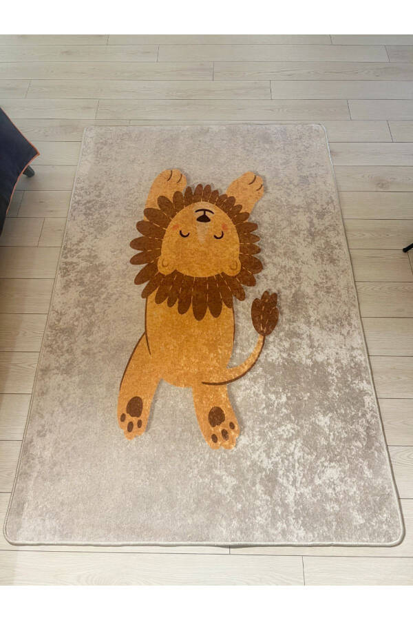 Lion Figure Washable Baby Play Mat - Beige Coffee - 3