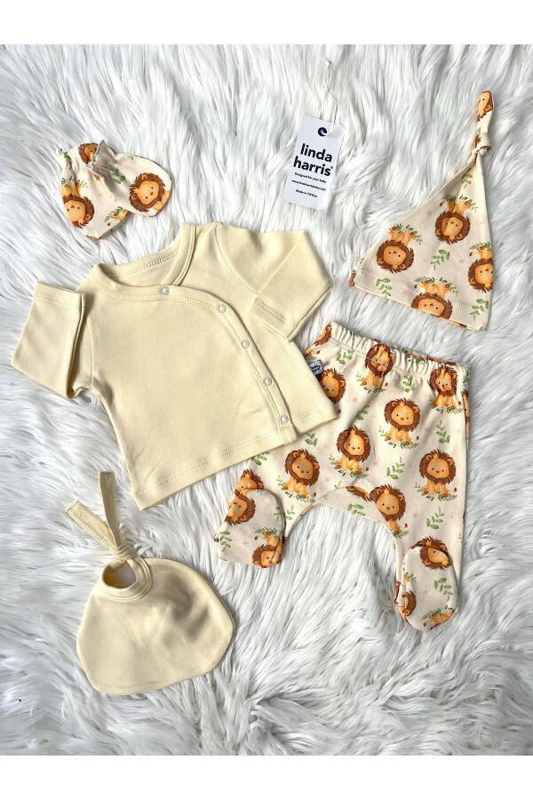 Lion Pattern Butter 5-Piece Newborn Boy Baby Hospital Discharge Set - 2