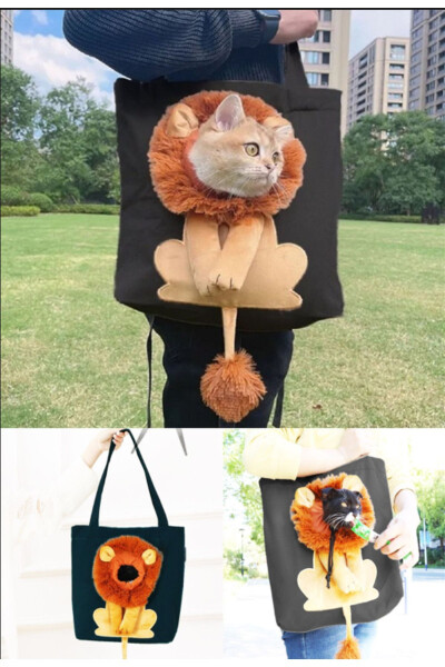 Lion Pattern Cat Dog Carrying Bags Portable Canvas Cat Large Capacity Shopping Bag - 3