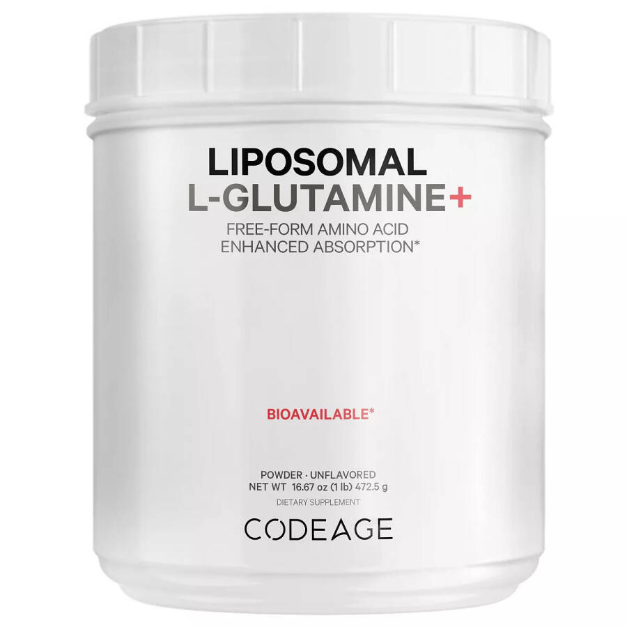 Liposomal L-Glutamine Powder 5000mg, Free-Form Amino Acid, Performance Muscles Support, 1lb White - 1