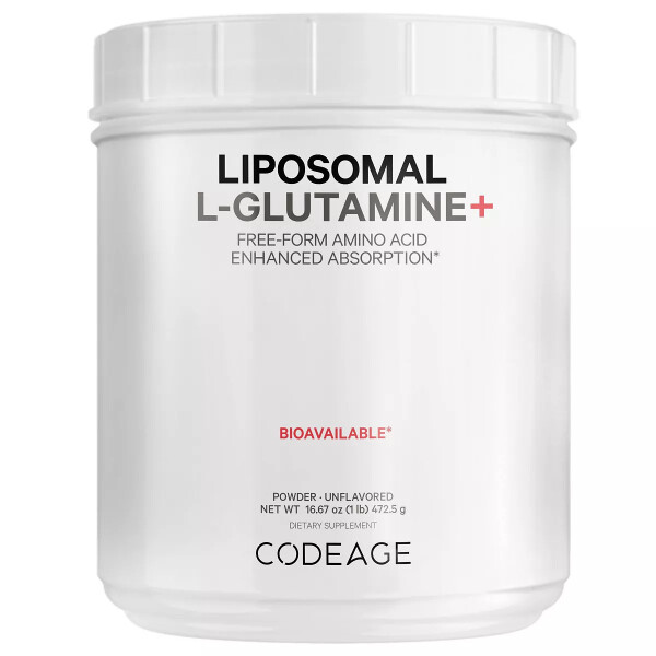 Lipozomal L-Glutamin Tozu 5000mg, Serbest Formlu Amino Asit, Performans Kaslarını Destekleme, 1lb Beyaz - 1