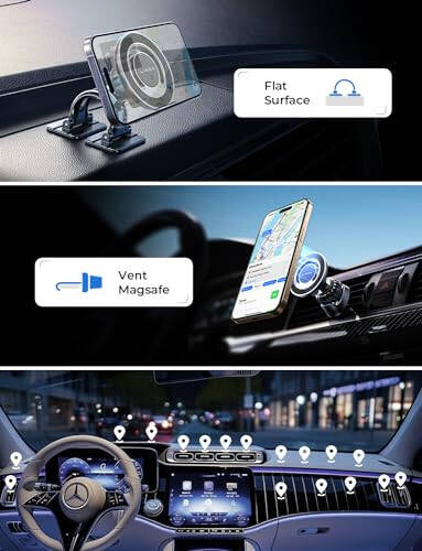 LISEN Fits MagSafe Car Mount Strong Magnetic Phone Holder for Car Magsafe, Dashboard Vent iPhone Car Mount Holder Car Accessories for iPhone 15 12 13 14 Pro - 15