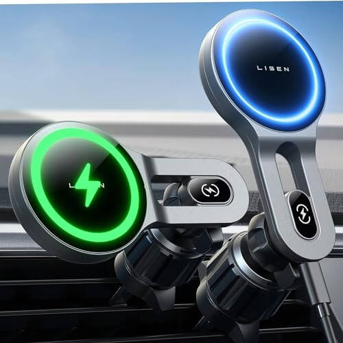 LISEN for 15W MagSafe Car Mount Charger, iPhone Wireless Car Charger Ultra Magnetic 2024 New Car Phone Holder Mount, Long Arm Car Phone Mount Charger Vent Fit iPhone 15 Pro Max 14 13 12 MagSafe Case - 4