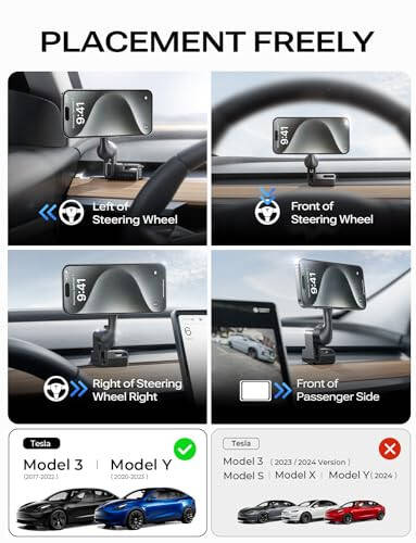 LISEN Tesla Telefon Tutucu, MagSafe Araç Montajı için [Asla Engelleyici Değil] Tesla Model 3 Y Telefon Tutucu, Tesla Model 3 Y Aksesuarları, Ayarlanabilir Tesla Telefon Tutucu iPhone 15 Pro Max Plus 14 13 12 Tüm Telefonlara Uyar - 6